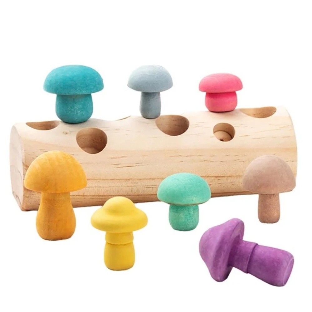 Toddler Montessori Wooden Mushroom Puzzle